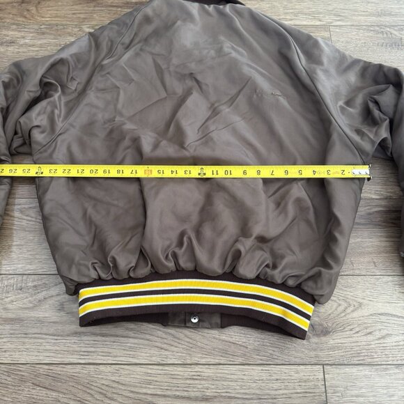 Vintage Don Alleson Blank Brown Yellow Bomber Jacket 80s - Picture 5 of 12